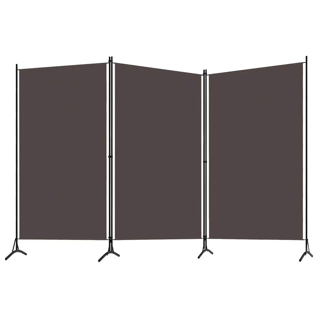 3 Panel Folding Screen Partition Fabric Brown 260x180cm Room Divider