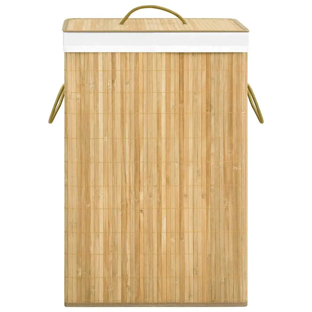 Bamboo Laundry Basket 72L 2 Sections Foldable Hamper Storage Bin