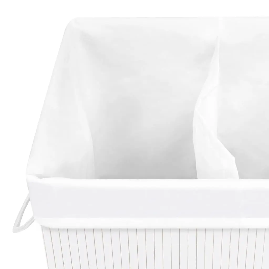 Bamboo Laundry Basket 72 Litres Two Sections Removable Liner