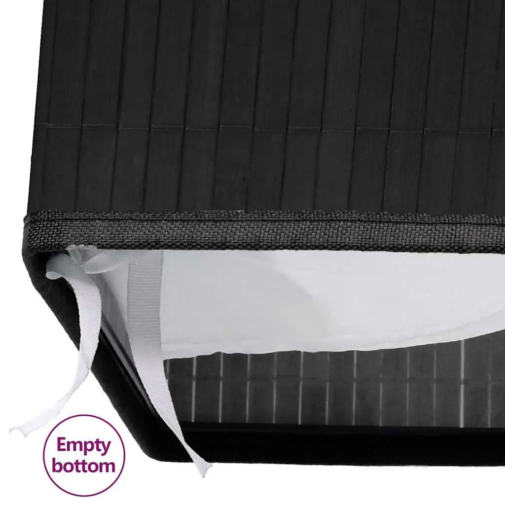Bamboo Laundry Basket Black Two Compartments Removable Liner with Handles
