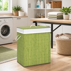 Green Bamboo Laundry Basket for Stylish Storage