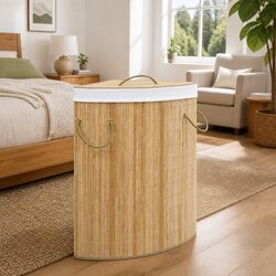 Organize Your Space with a Brown Bamboo Laundry Basket 60L
