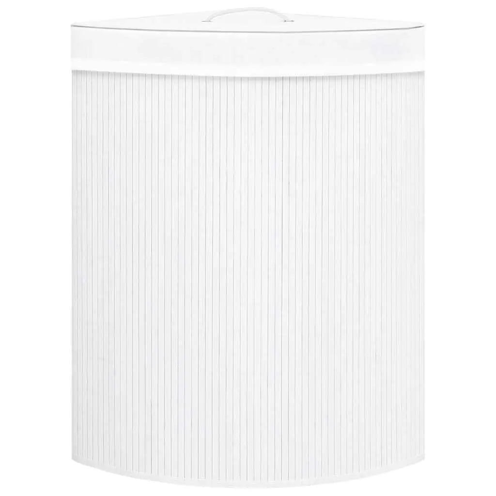 Bamboo Corner Laundry Basket 60L Removable Liner Handle