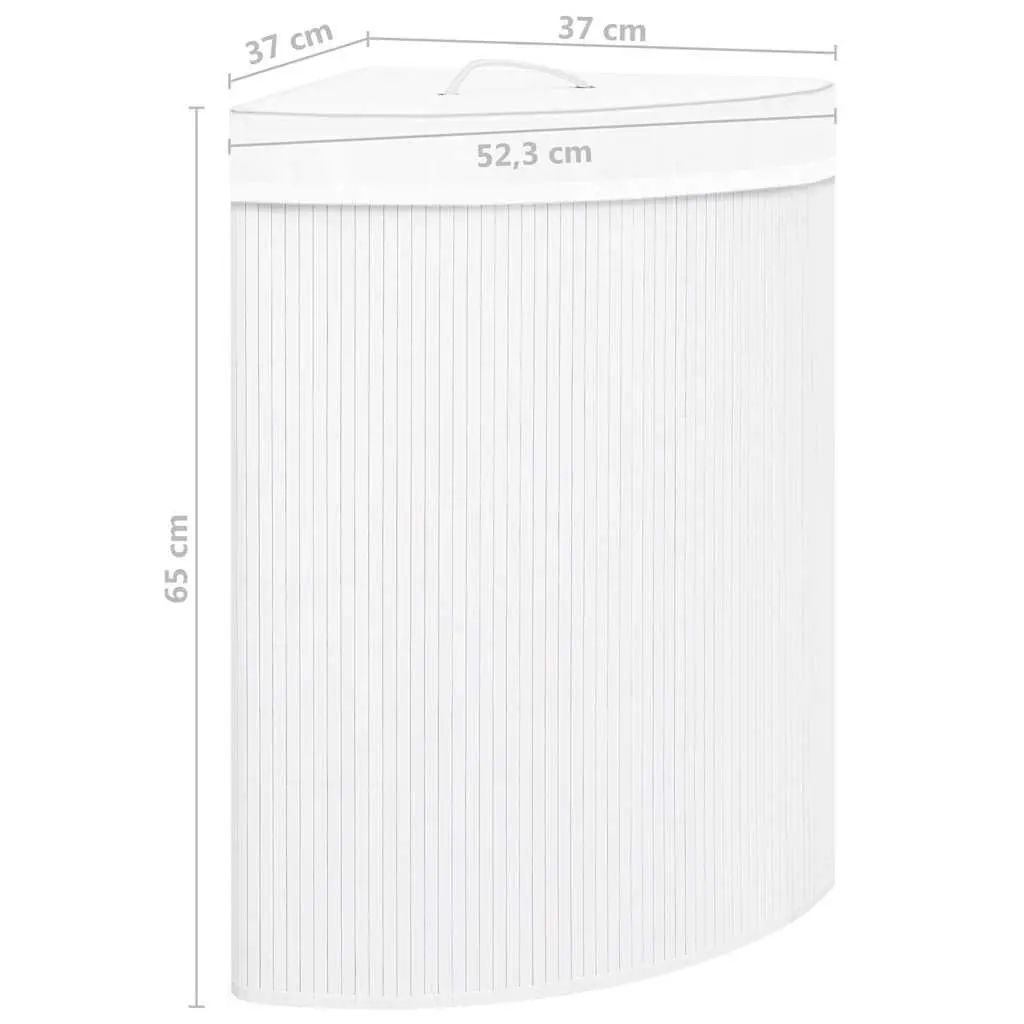 Bamboo Corner Laundry Basket 60L Removable Liner Handle