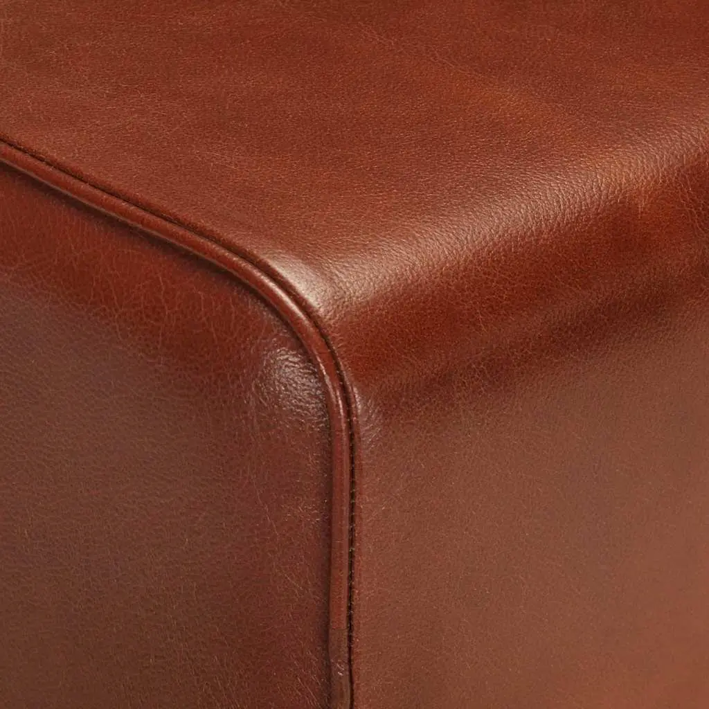 Gym Bok Bench 58 cm Brown Leather Seat Solid Mango Wood Legs Padded