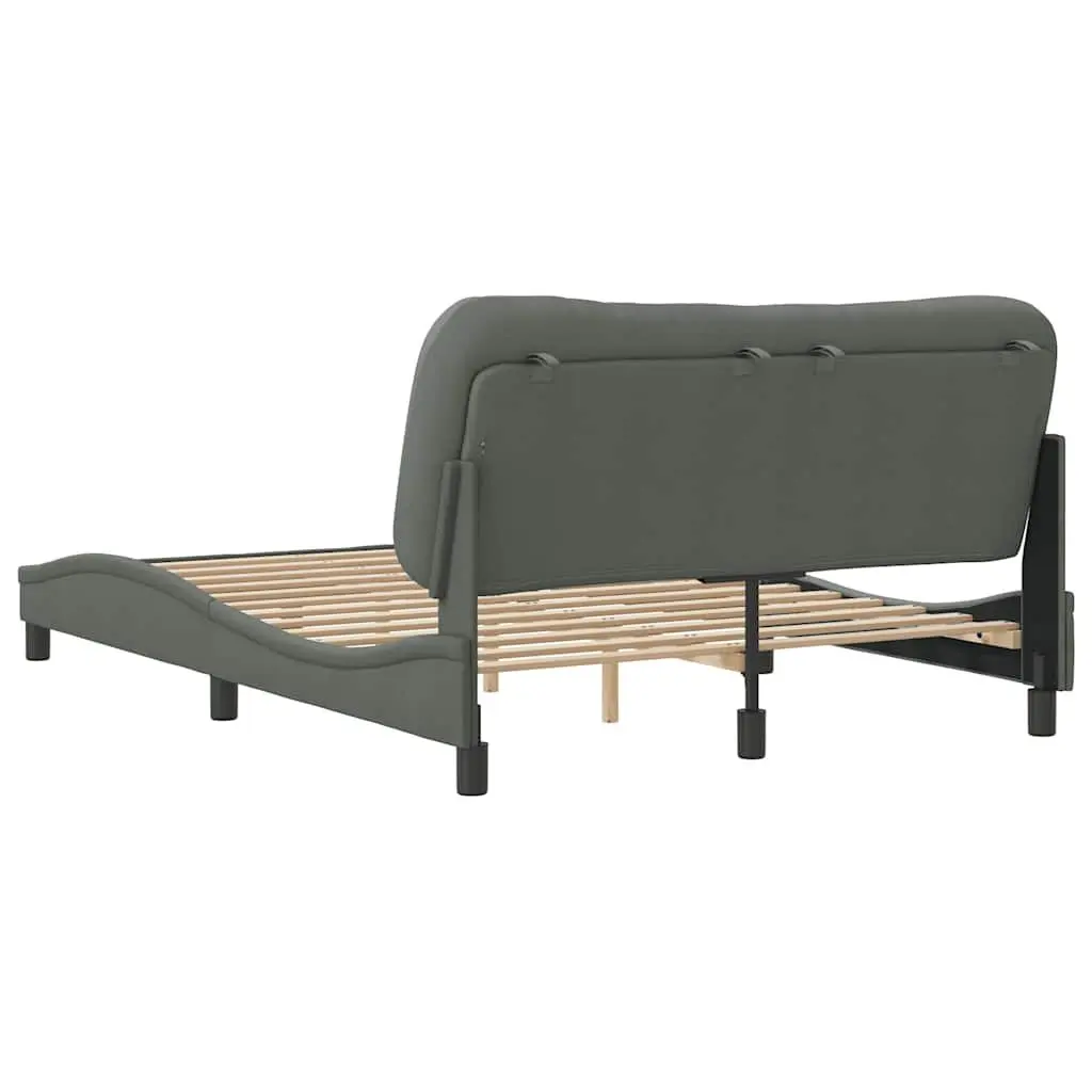 Queen Bed Frame 152x203cm Grey Fabric Upholstered Headboard Plywood Slats
