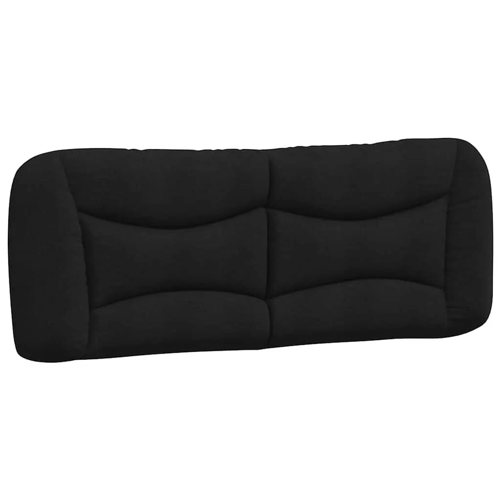 Queen Bed Frame Cushioned Black Fabric Headboard Plywood Slats 152x203cm