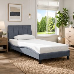 Comfort-Enhancing Grey Velvet Bed Frame with Headboard