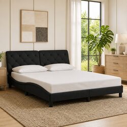 Queen Bed Frame Black Velvet Headboard 152x203cm Bedroom Furniture Plywood Slats