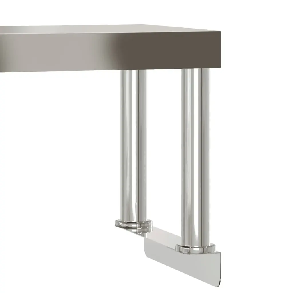 Stainless Steel Kitchen Work Table 110 x 55 x 120 cm with Overshelf and Bottom Shelf for Food Preparation