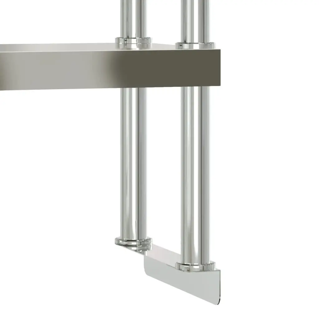 Stainless Steel Kitchen Work Table 110x55x150cm with Overshelf and Backsplash for Food Preparation