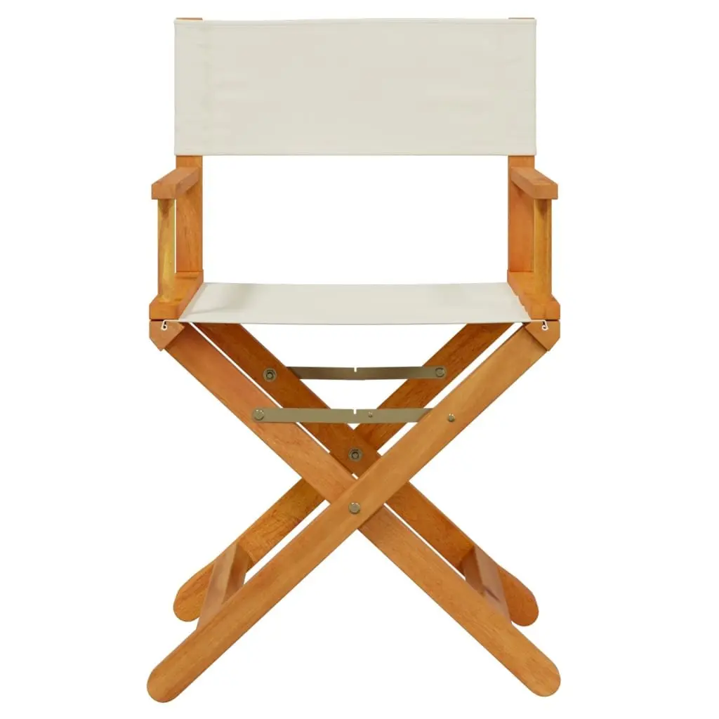 Portable Outdoor Folding Garden Chairs Cream Fabric Set of 6 Lightweight Acacia Wood Frame