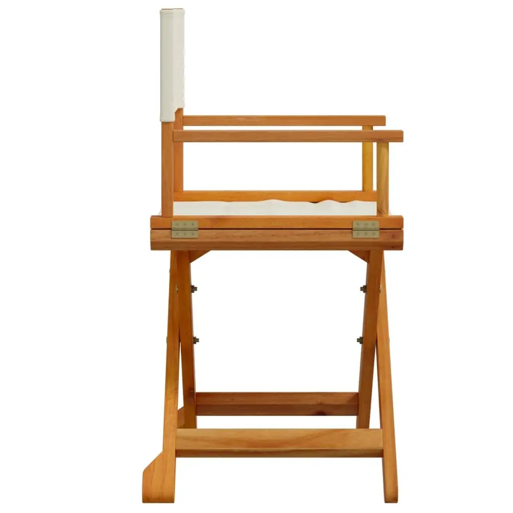 Portable Outdoor Folding Garden Chairs Cream Fabric Set of 6 Lightweight Acacia Wood Frame