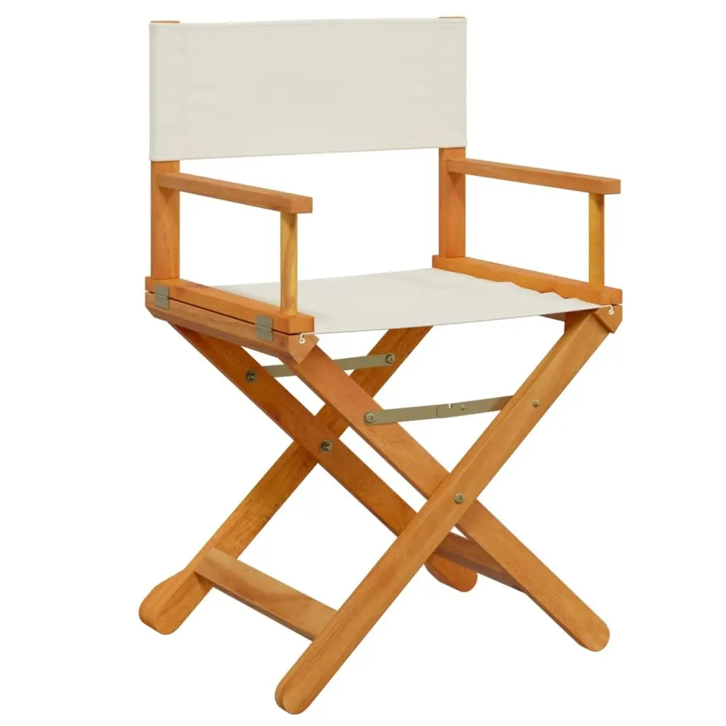 Folding Garden Chairs Set of 8 Cream Fabric Lightweight Director Style for Outdoor Use