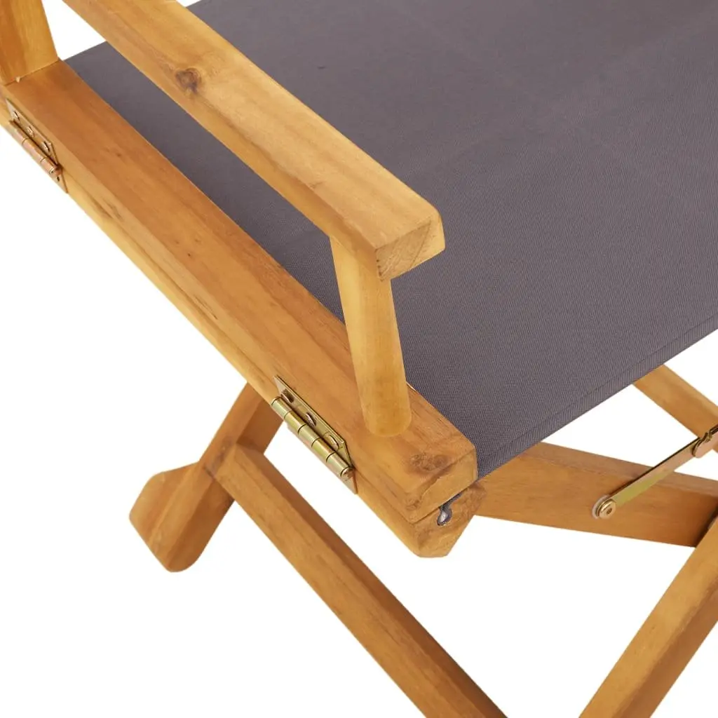 Folding Garden Chairs Set of 8 Grey Fabric Director Lounge Seating