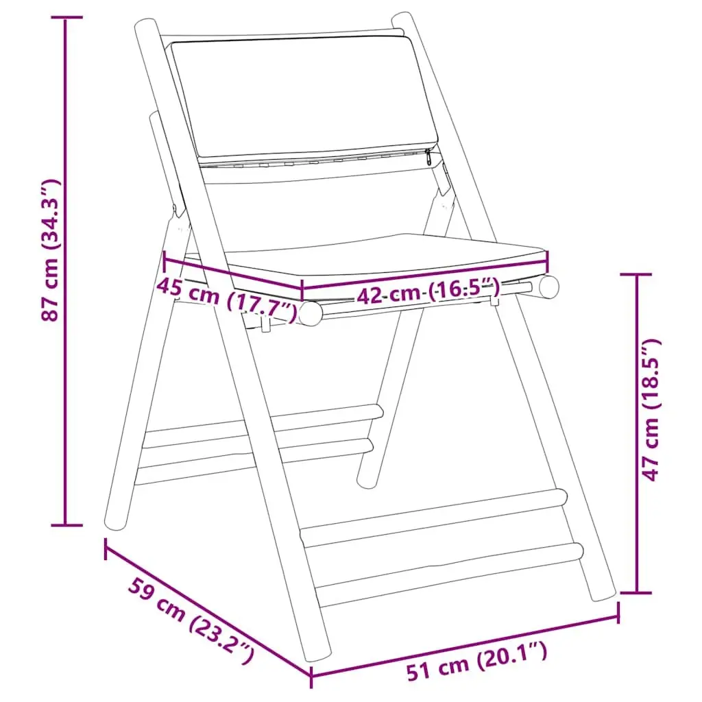 Folding Bistro Chairs 4 Piece Set Outdoor Seating Cushions Bamboo Frame