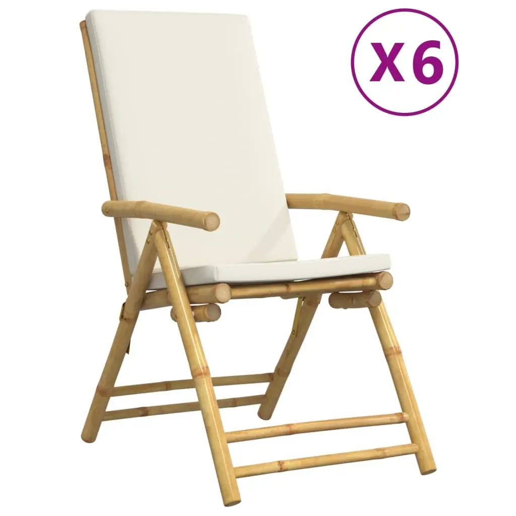 Outdoor Reclining Chair 6 Piece Folding Garden Seating Set with Cushions Adjustable Backrest