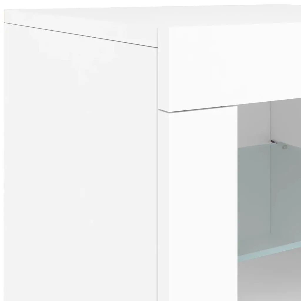 White Sideboard 162x37x67cm Modern Storage Cabinet with RGB LED Lights