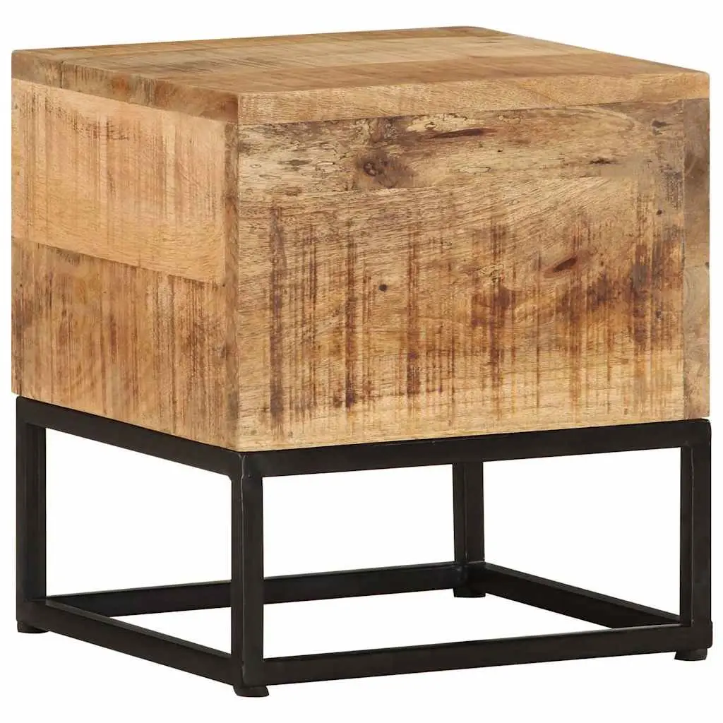 End Table 30x30x33 cm Solid Mango Wood Side Table with Powder-Coated Iron Legs Brown Accent for Living Room