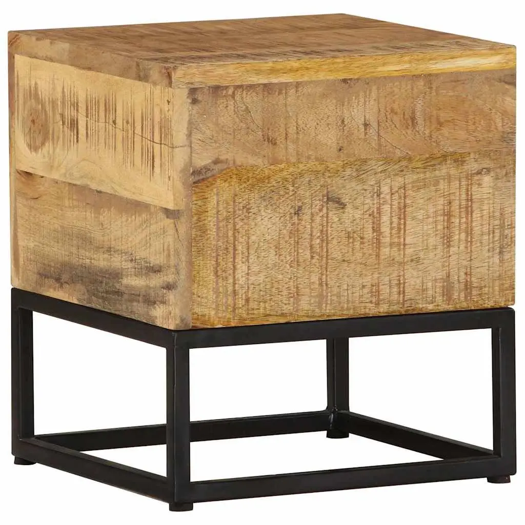 End Table 30x30x33 cm Solid Mango Wood Side Table with Powder-Coated Iron Legs Brown Accent for Living Room