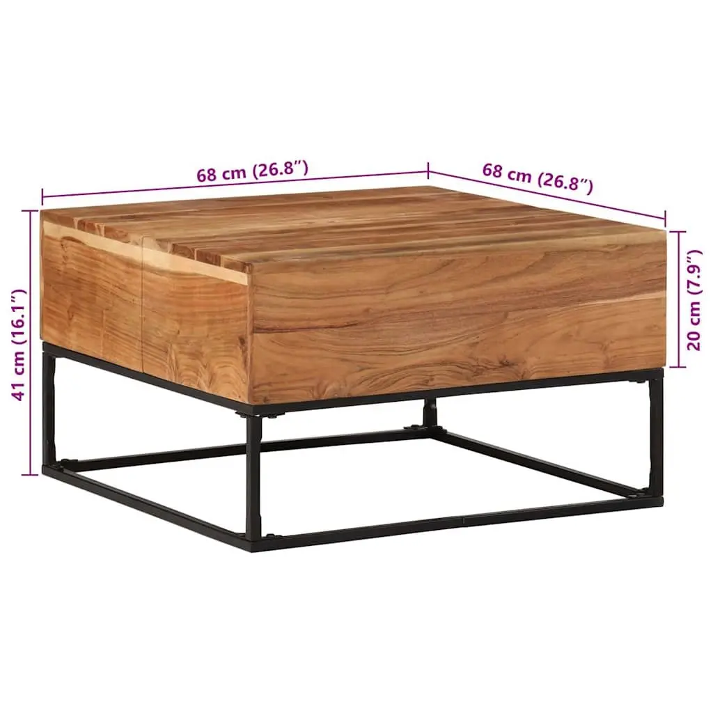 Coffee Table 68x68x41cm Solid Acacia Wood Polished Finish Brown