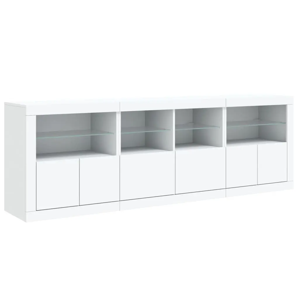 Sideboard Cabinet 202cm White RGB LED Lights Storage Hallway