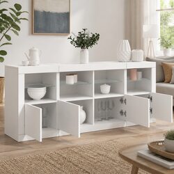 Enhance Your Space with a White Sideboard and RGB LEDs 163x37x67cm