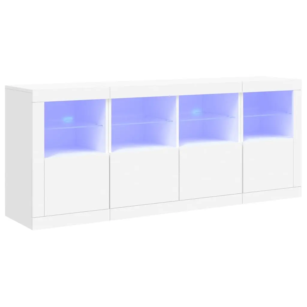 White Sideboard 163x37x67cm Modern Storage Cabinet with RGB LED Lights
