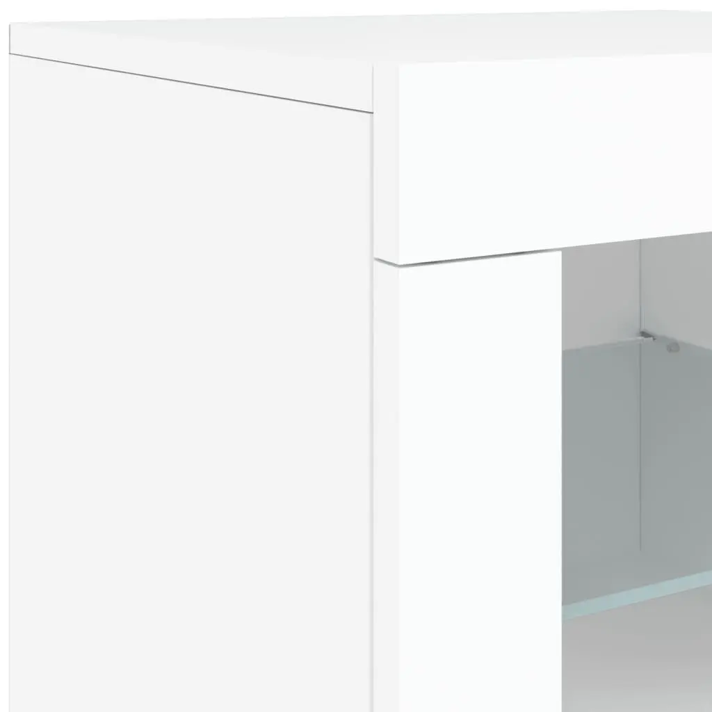 White Sideboard 163x37x67cm Modern Storage Cabinet with RGB LED Lights