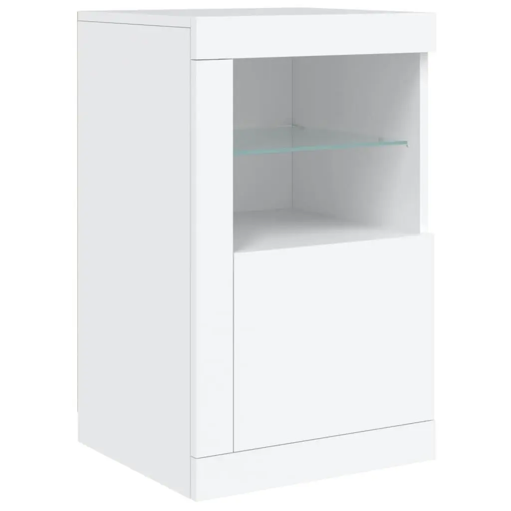 White Sideboard 163x37x67cm Modern Storage Cabinet with RGB LED Lights