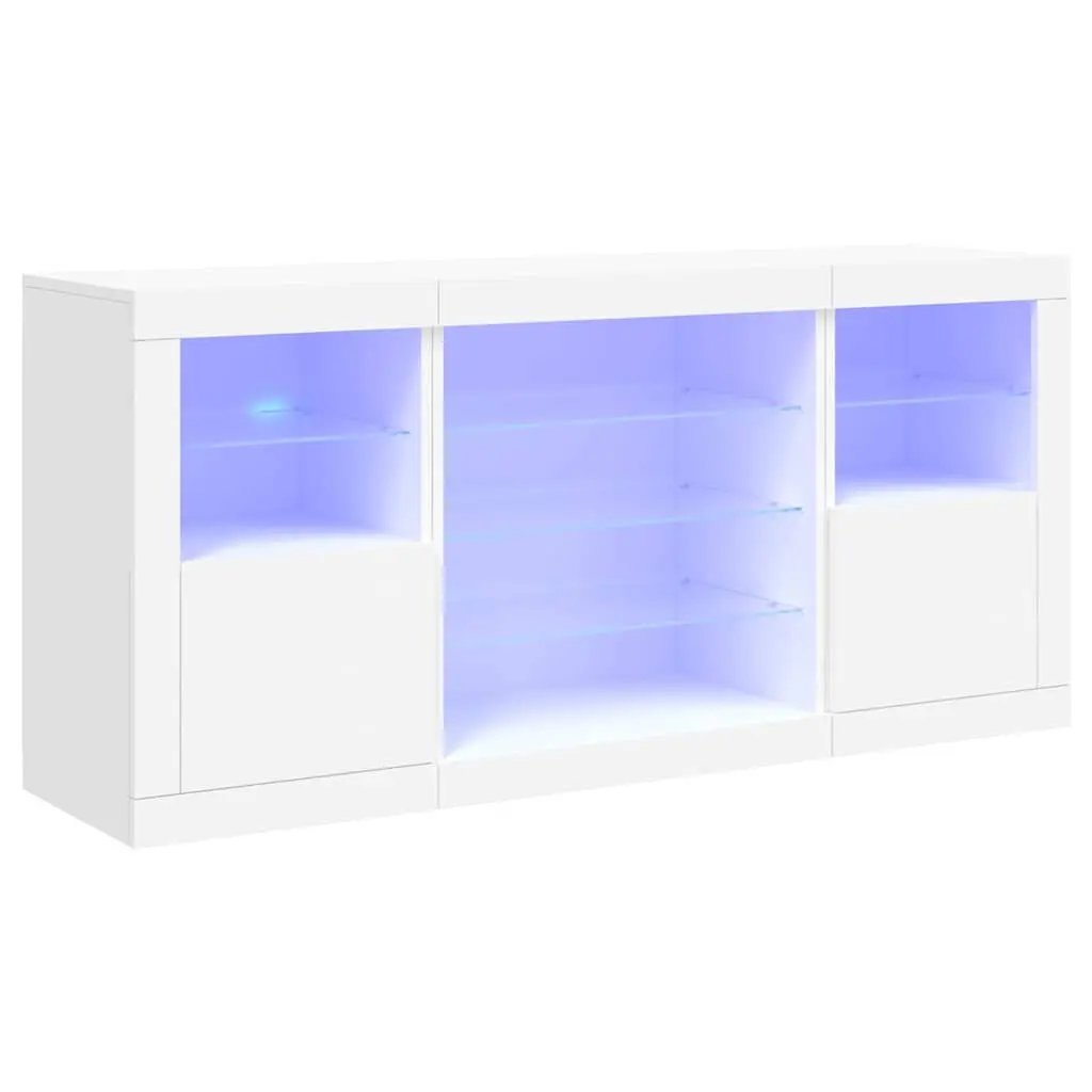 White Sideboard 142.5cm Modern Storage Cabinet with RGB LED Lights