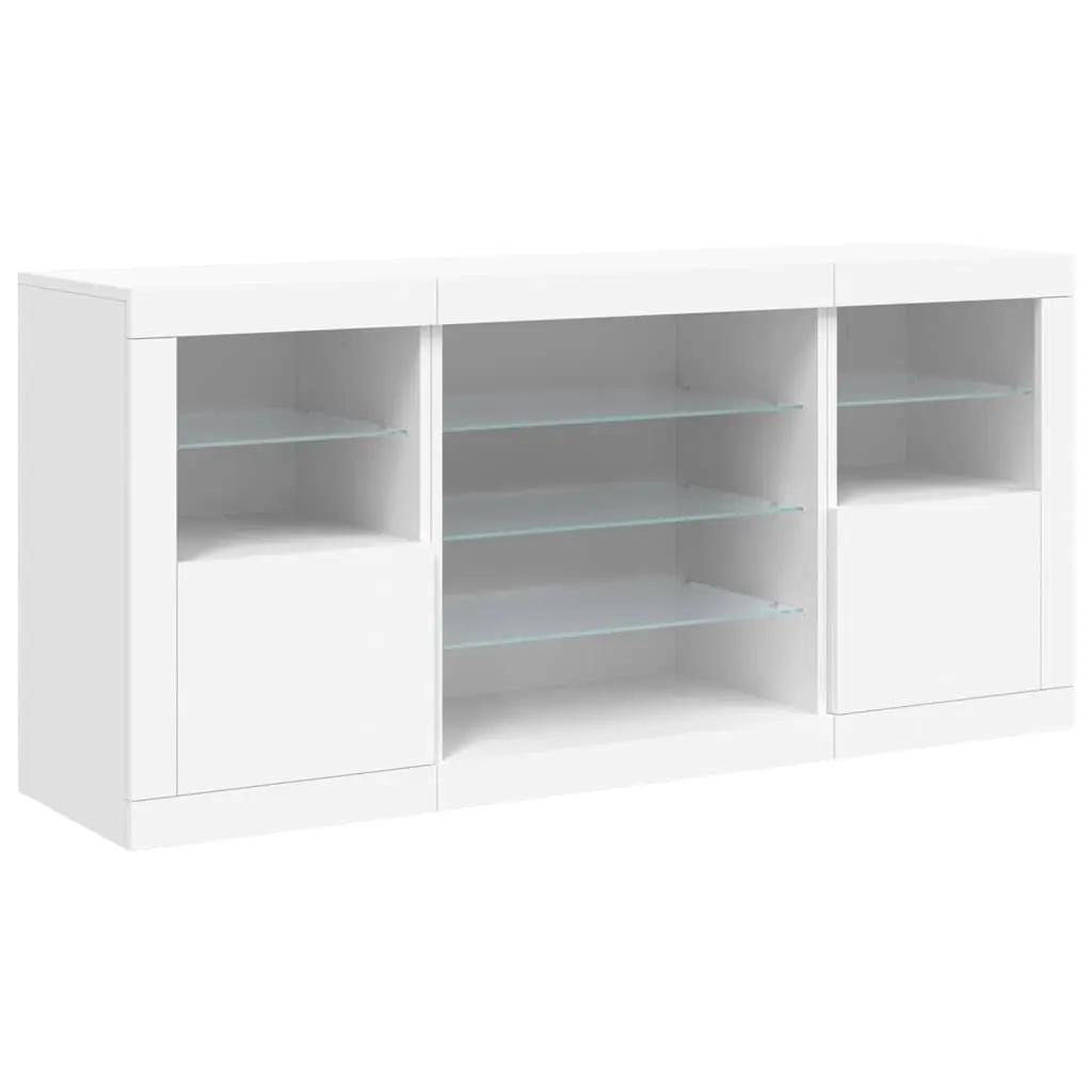 White Sideboard 142.5cm Modern Storage Cabinet with RGB LED Lights