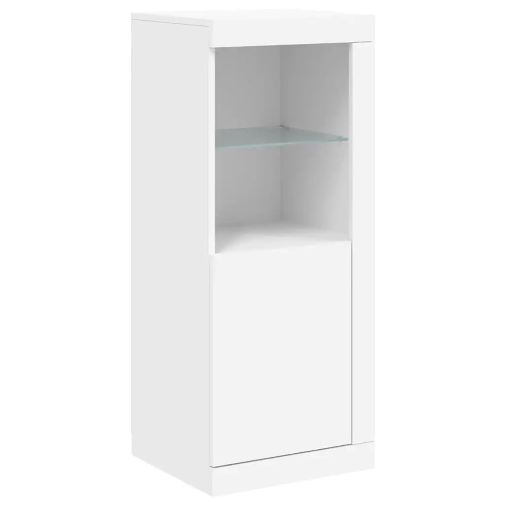 Sideboards 3 Pieces White Storage Cabinet with RGB LED Lights