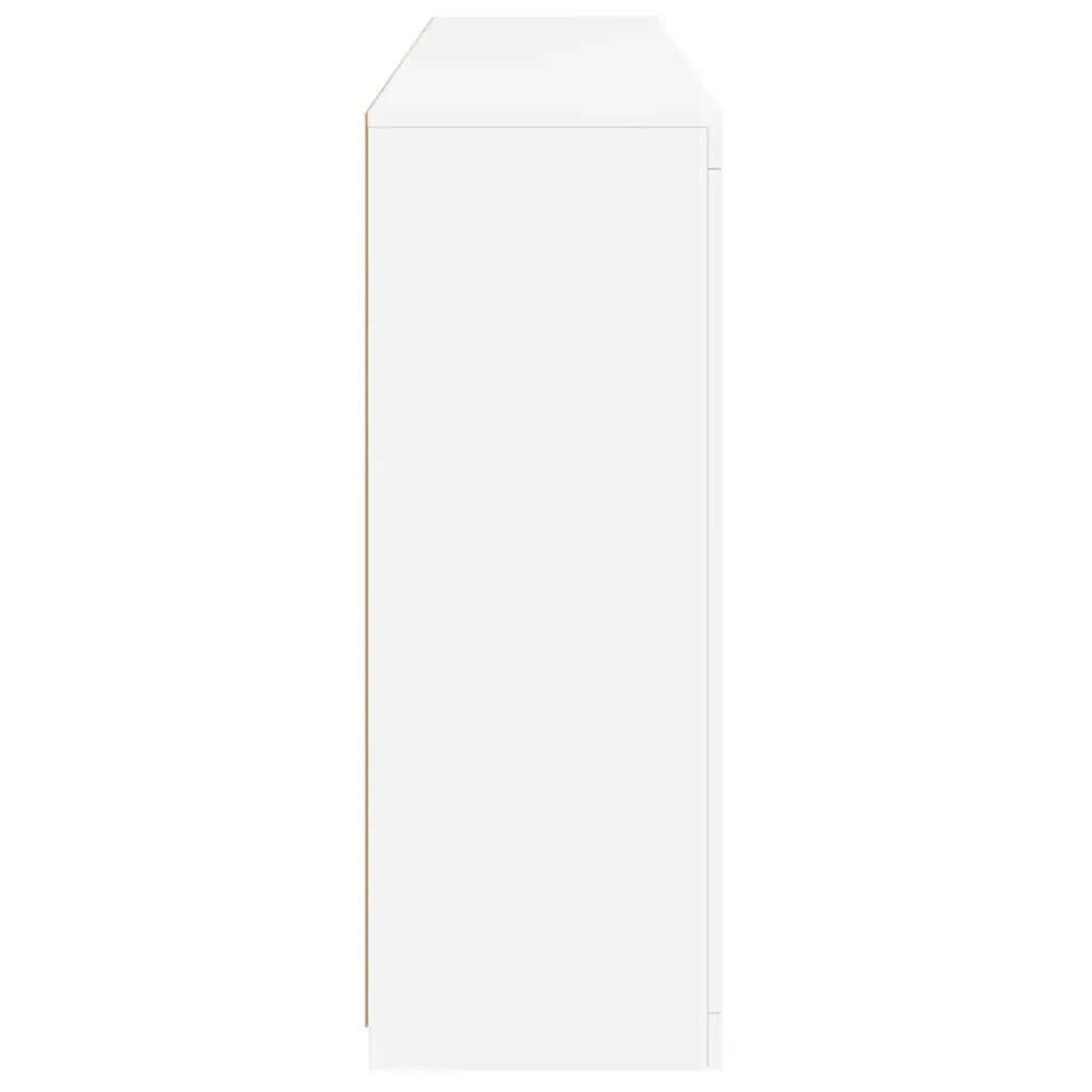 White Sideboards 3 Piece Set with RGB LED Lights Engineered Wood Storage Cabinets