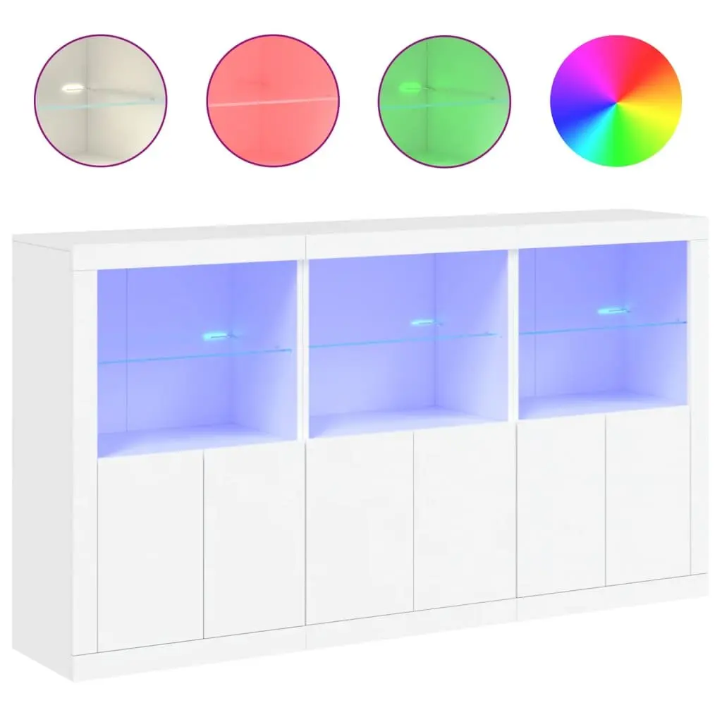 Sideboard Cabinet 181.5 x 37 x 100 cm White with RGB LED Lights Modern Storage Buffet