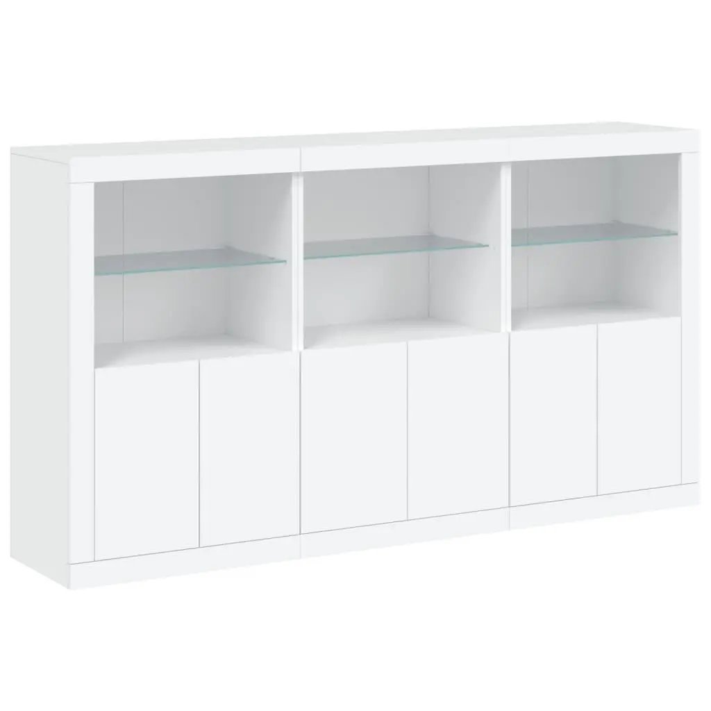 Sideboard Cabinet 181.5 x 37 x 100 cm White with RGB LED Lights Modern Storage Buffet