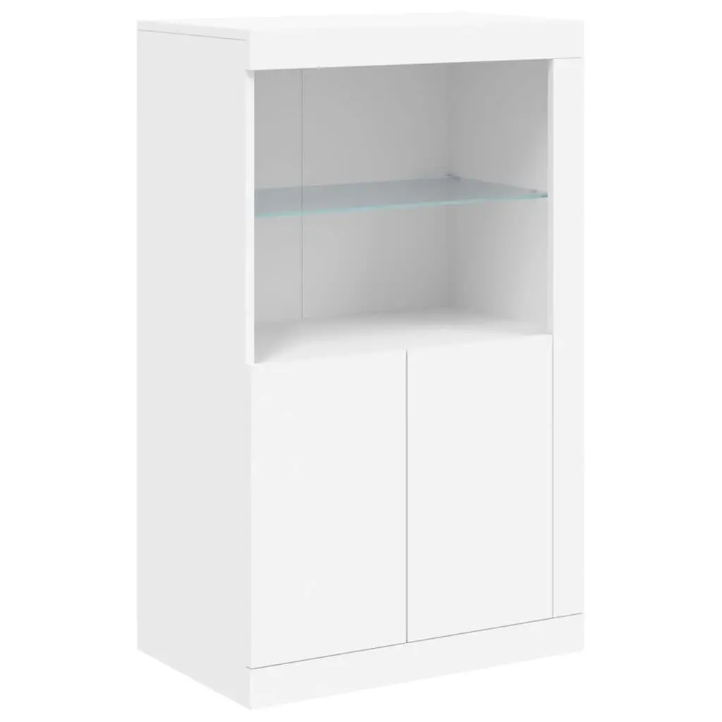 Sideboard Cabinet 181.5 x 37 x 100 cm White with RGB LED Lights Modern Storage Buffet