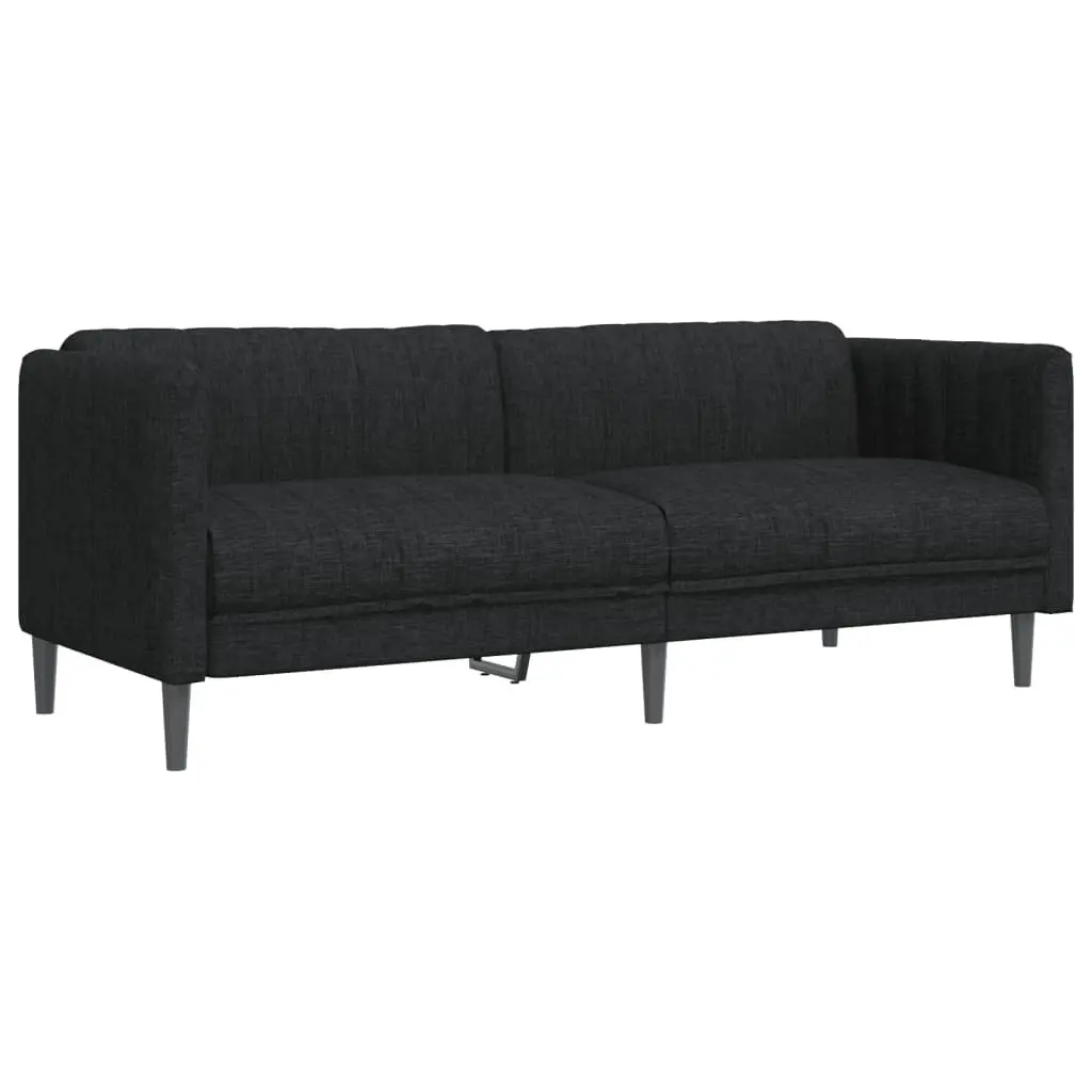 3 Piece Sofa Set Black Fabric Living Room Furniture Modern Comfortable Seating
