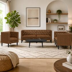 Elevate Your Living Space with a Brown Chesterfield Set