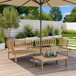 Outdoor Sectional Corner Sofa 2 pcs Solid Wood Garden Patio Lounge Seating