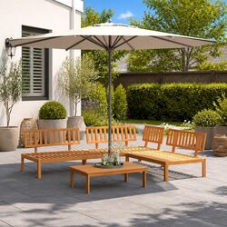 4 Piece Garden Pallet Sofa Set Solid Acacia Wood Outdoor Sectional Brown