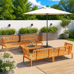 5 Piece Outdoor Garden Pallet Sofa Set Solid Acacia Wood Brown Sectional