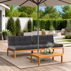 Garden Pallet Middle Sofas with Cushions 2pc Outdoor Seating Wood Lounge Set