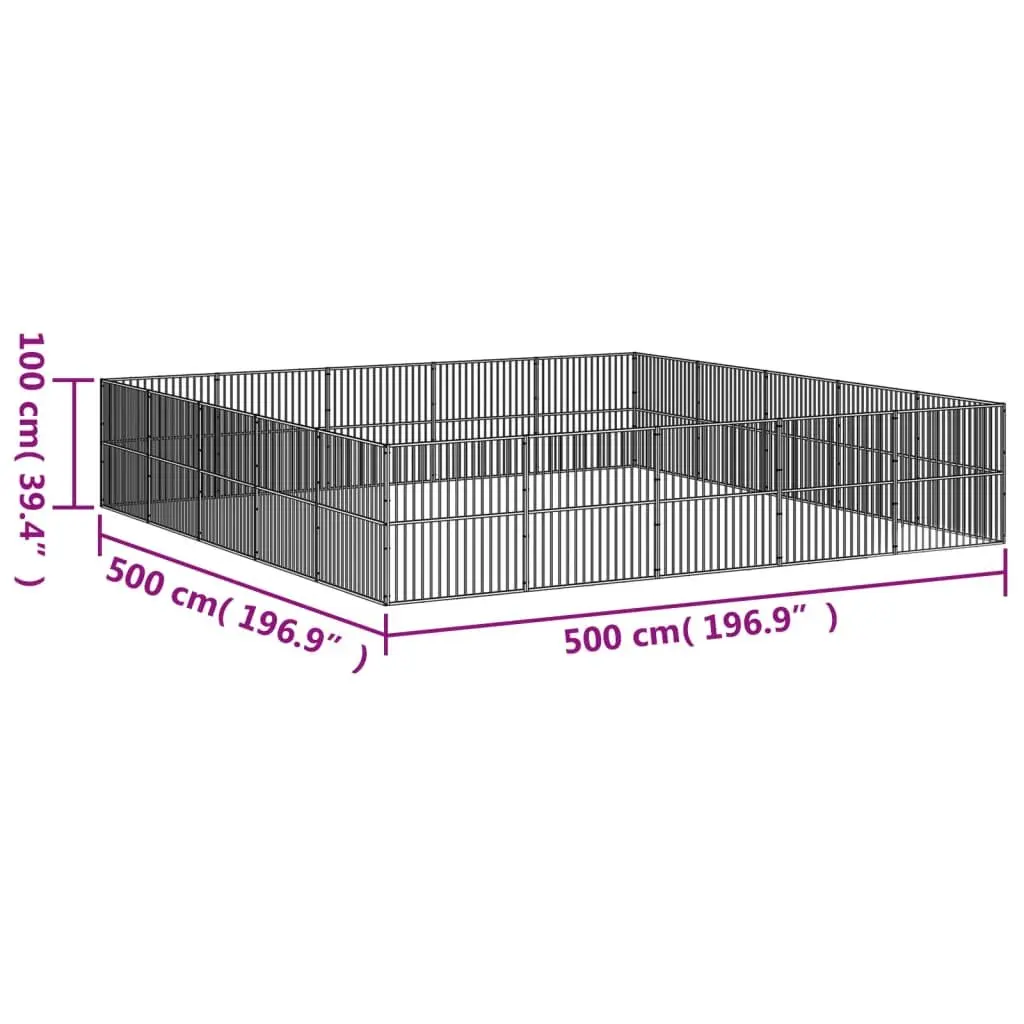 Dog Playpen 20 Panels Black Galvanised Steel Heavy-Duty Pet Enclosure Exercise Pen