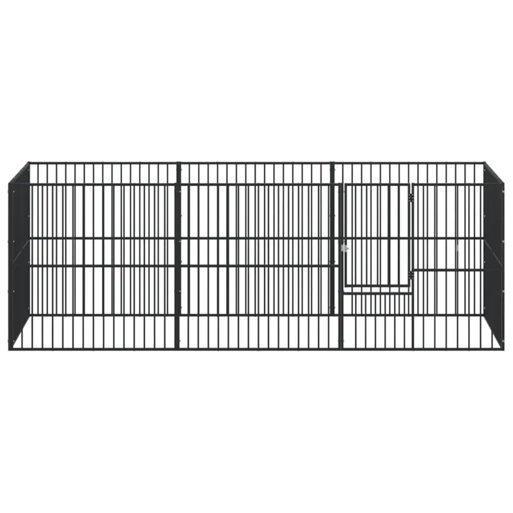 Outdoor Dog Playpen 8 Panel Heavy-Duty Black Galvanised Steel Pet Enclosure for Safe Exercise and Training