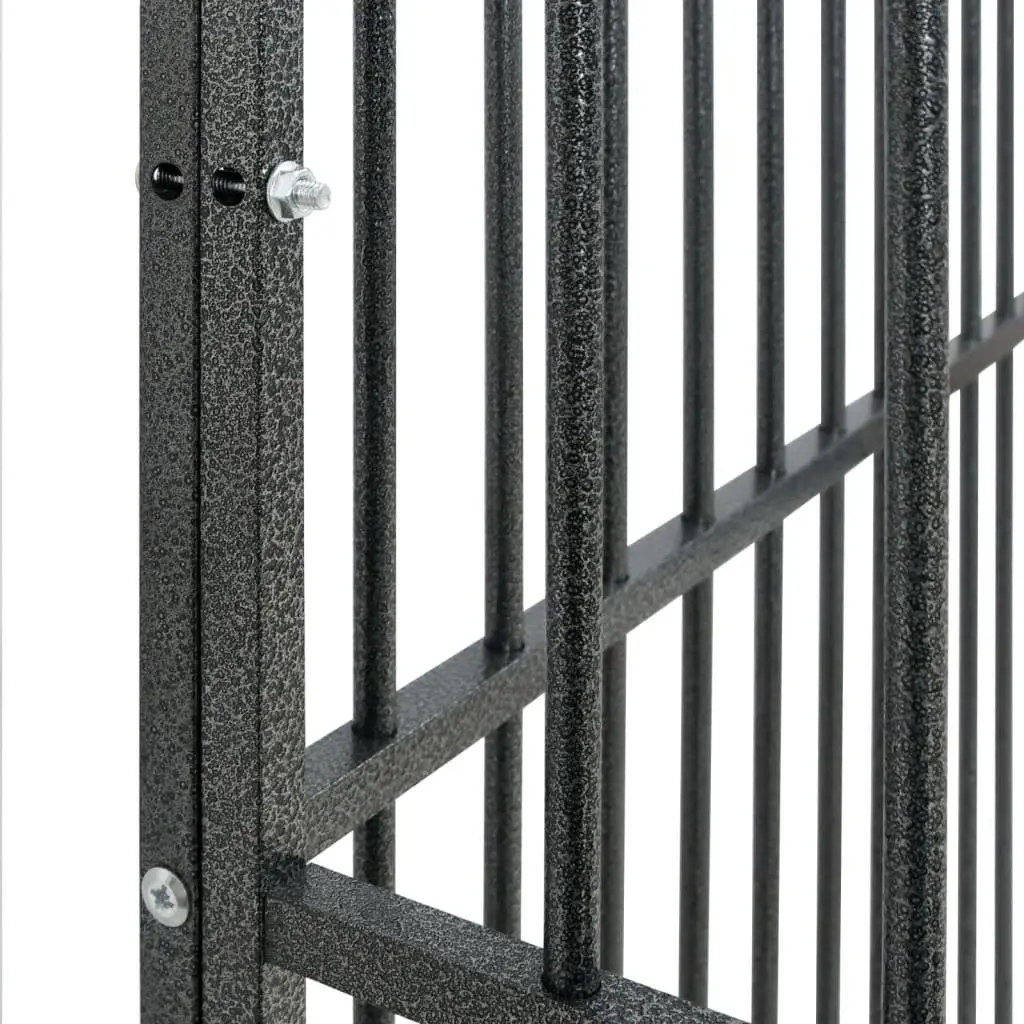 Outdoor Dog Playpen 8 Panel Heavy-Duty Black Galvanised Steel Pet Enclosure for Safe Exercise and Training