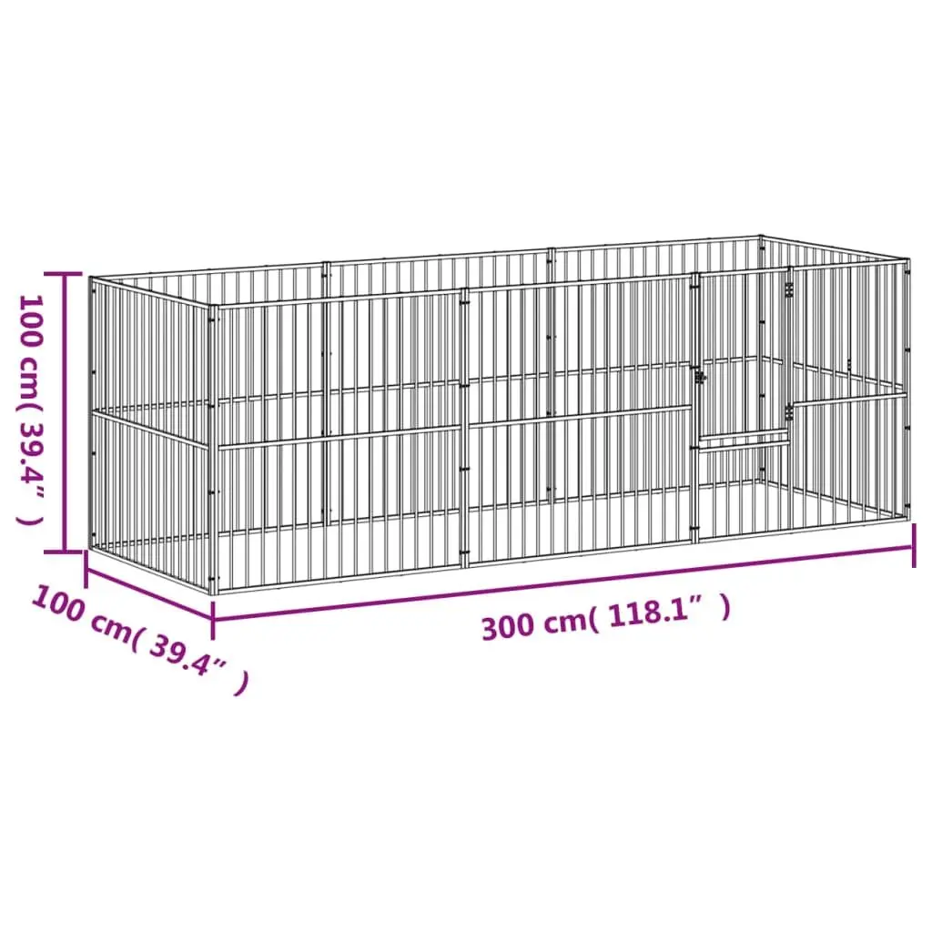 Outdoor Dog Playpen 8 Panel Heavy-Duty Black Galvanised Steel Pet Enclosure for Safe Exercise and Training