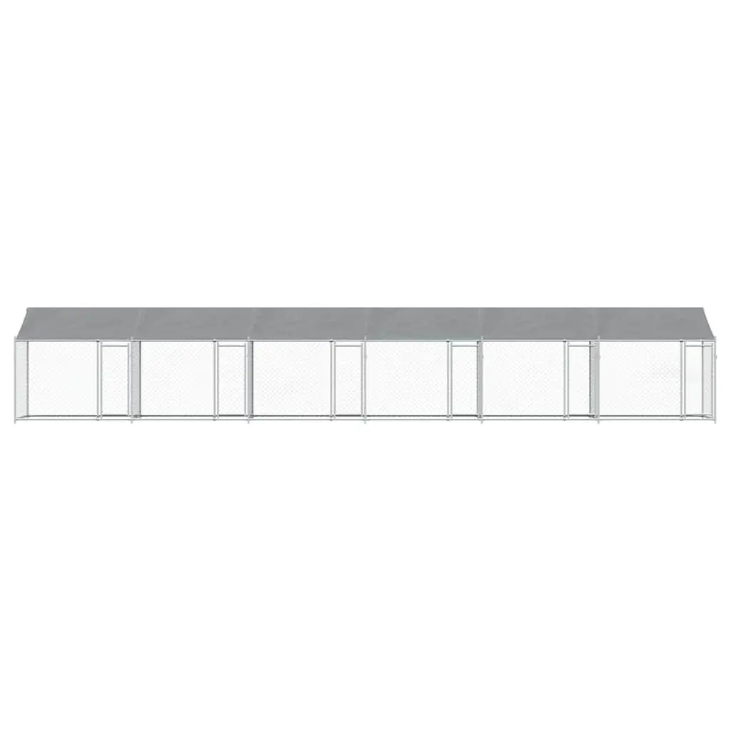 Dog Kennel 12x2x2 m Galvanised Steel Outdoor Cage with Roof and Lockable Doors