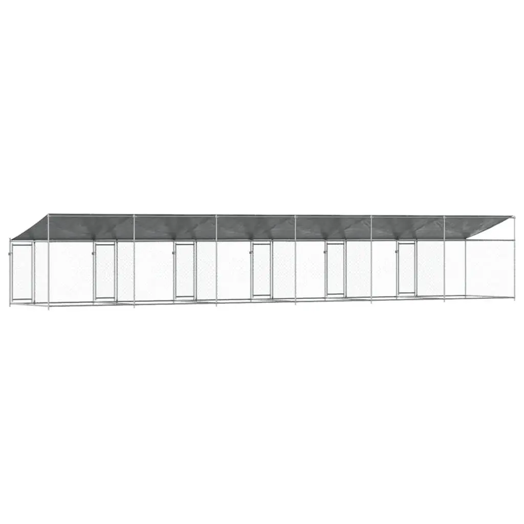 Dog Kennel 12x2x2 m Galvanised Steel Outdoor Cage with Roof and Lockable Doors