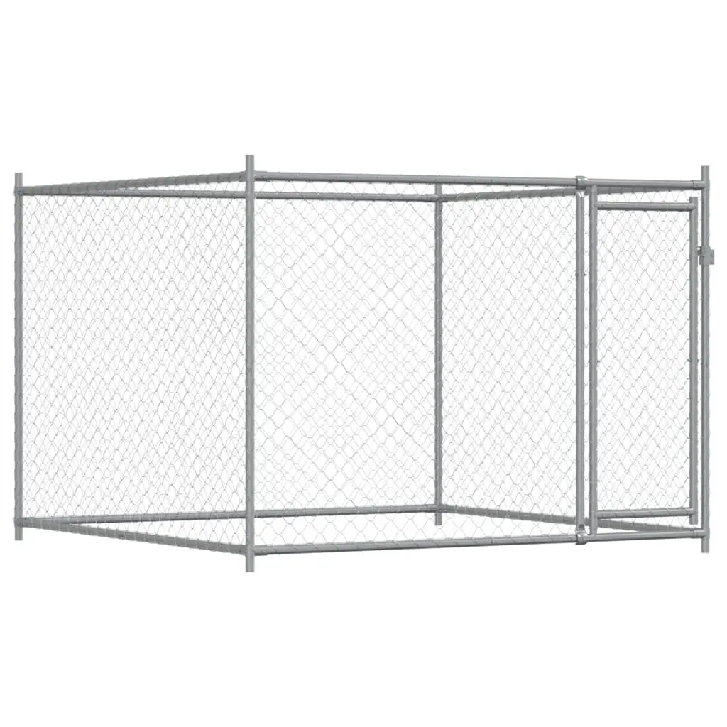 Dog Cage 4 x 2 x 1.5 m Grey Galvanised Steel Outdoor Pet Exercise Pen